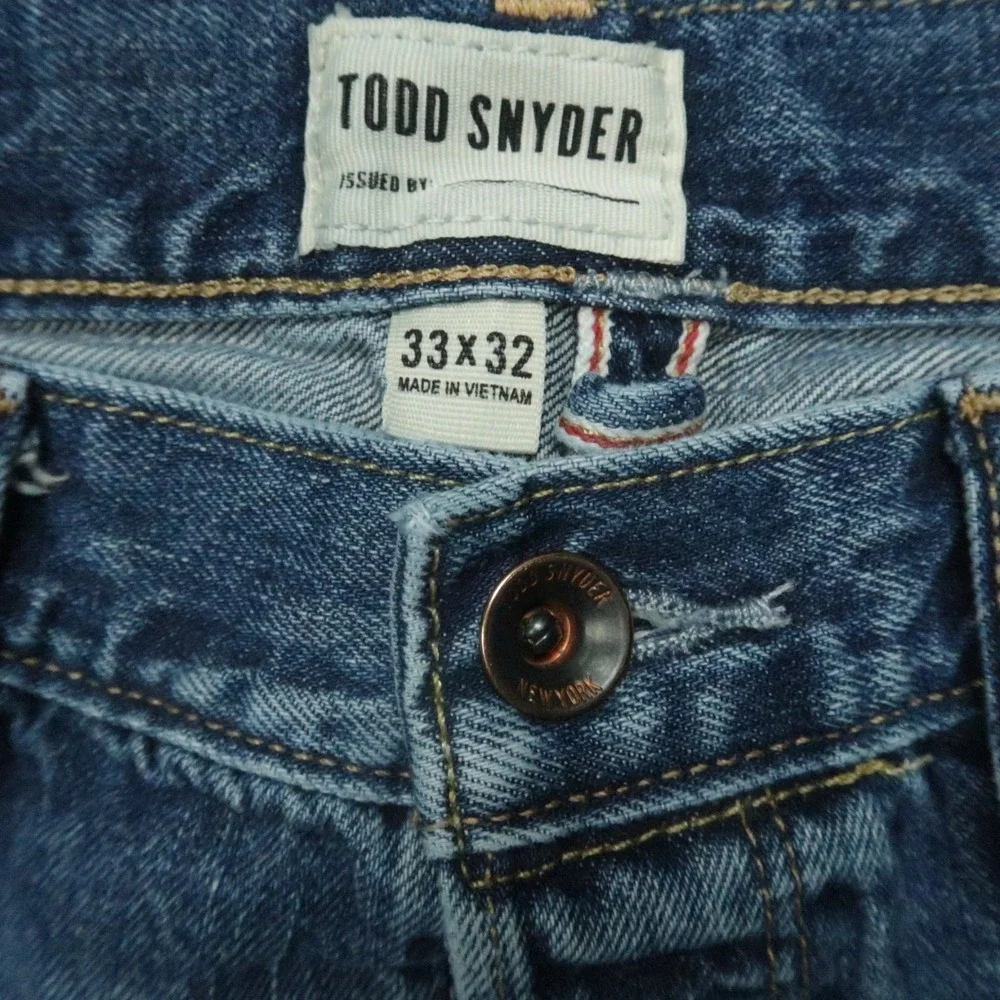 Todd‎ Snyder Jeans Mens 32x30 Blue 5 Pocket Selvedge Distressed Straight Denim